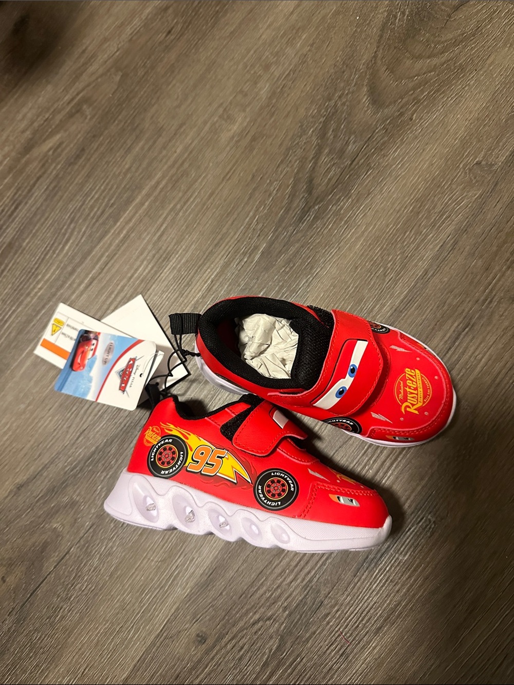 Kids Red Lightning Race Car Sneakers size 8